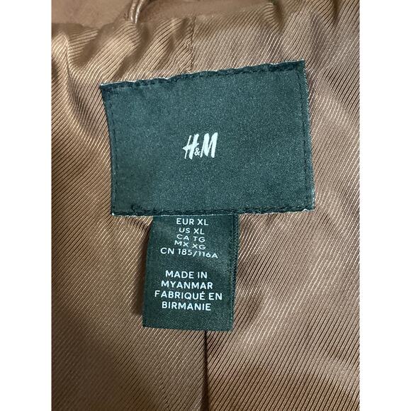 H&M Women's Faux Vegan Leather Collar Long Sleeve Button Down Coat Jacket Top XL - Picture 6 of 6